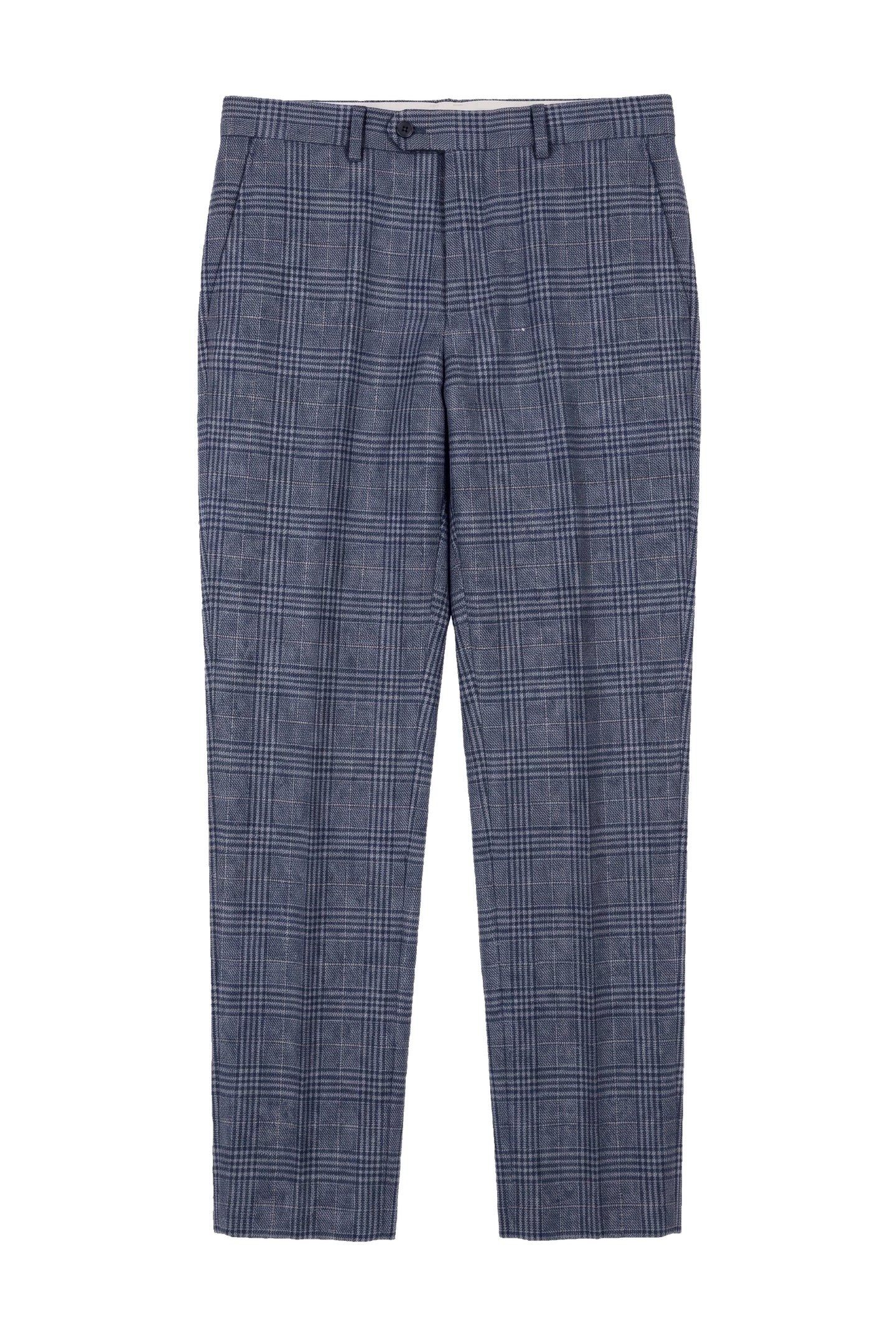 Victor - Calças de casamento masculinas em tweed xadrez azul