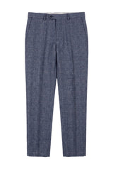 Victor - Calças de casamento masculinas em tweed xadrez azul