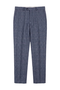 Victor - Calças de casamento masculinas em tweed xadrez azul