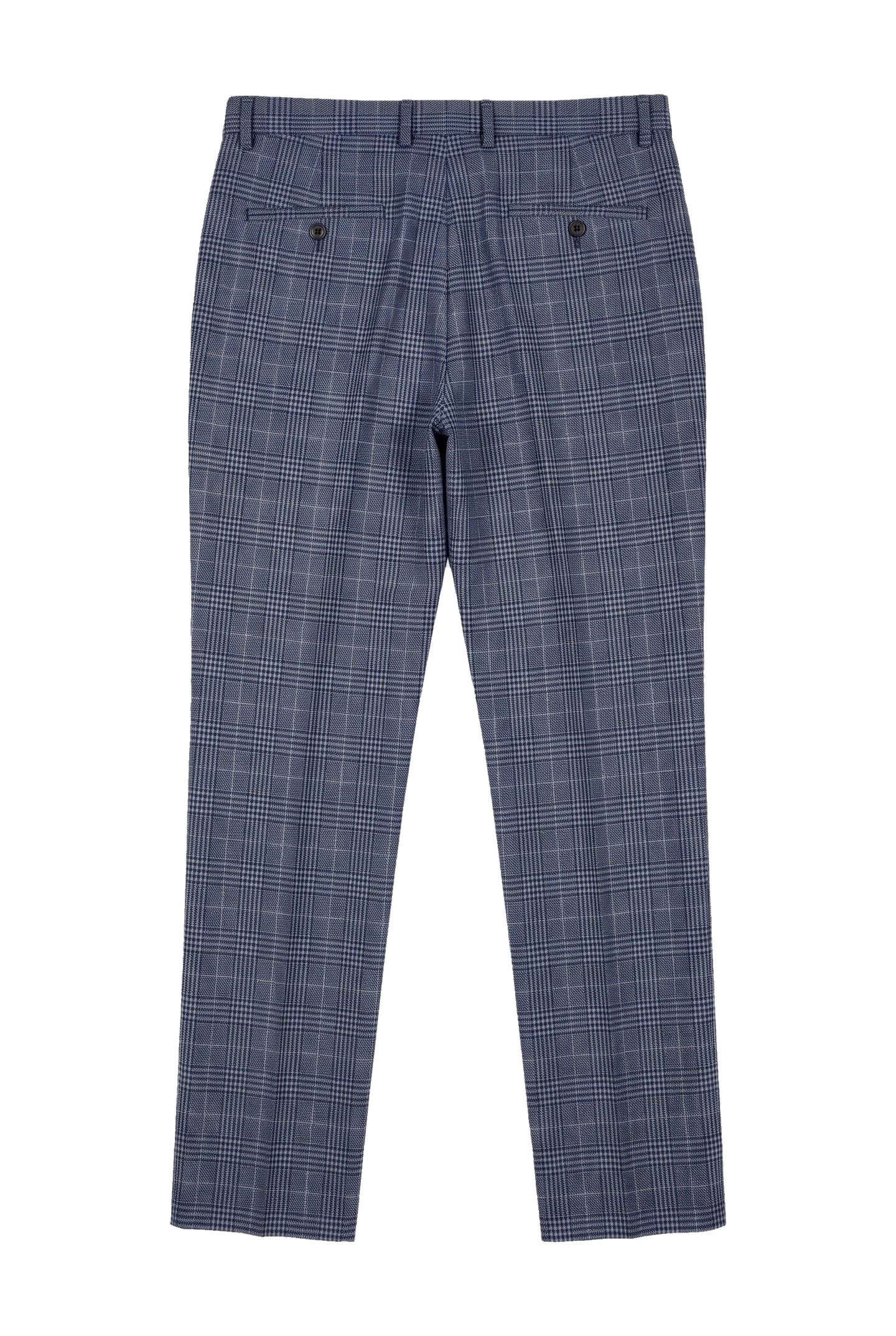 Victor - Calças de casamento masculinas em tweed xadrez azul