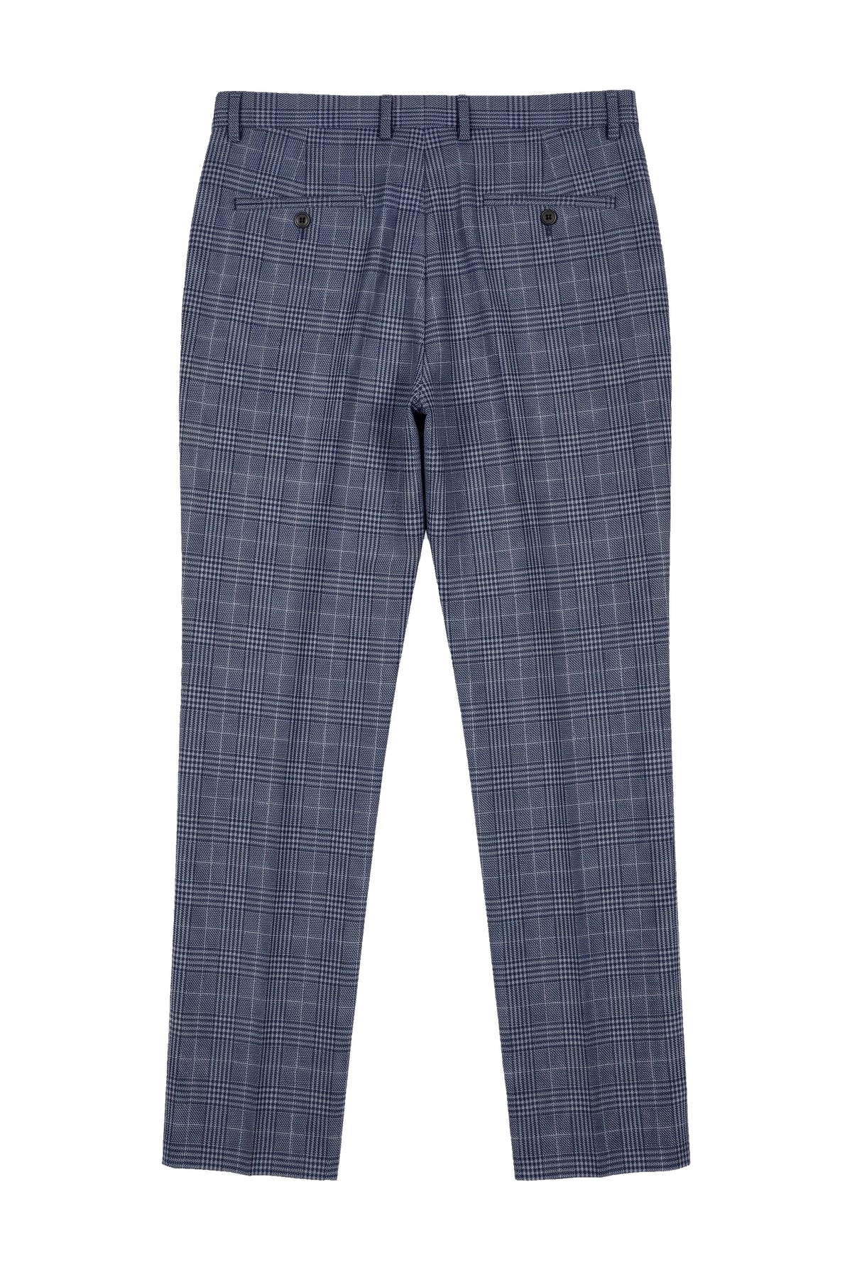 Victor - Calças de casamento masculinas em tweed xadrez azul