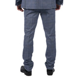 Victor - Calças de casamento masculinas em tweed xadrez azul