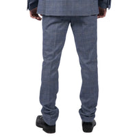 Victor - Calças de casamento masculinas em tweed xadrez azul