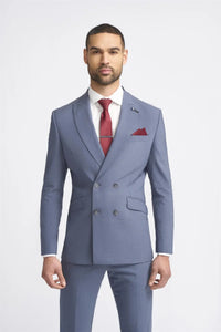 Victorious - Blazer masculino cinza de abotoamento duplo