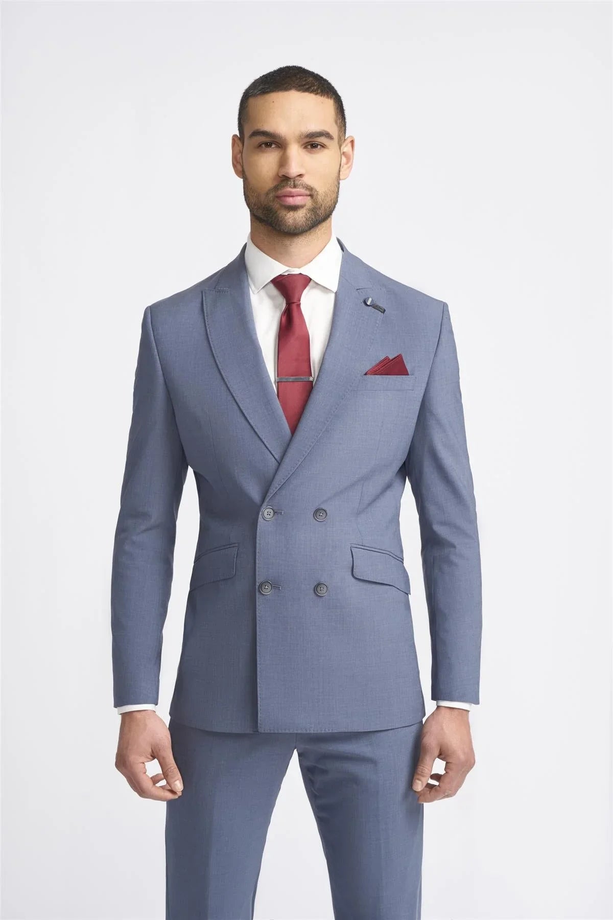 Victorious - Blazer masculino cinza de abotoamento duplo