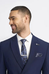 Victorious - Blazer masculino azul-marinho de abotoamento duplo