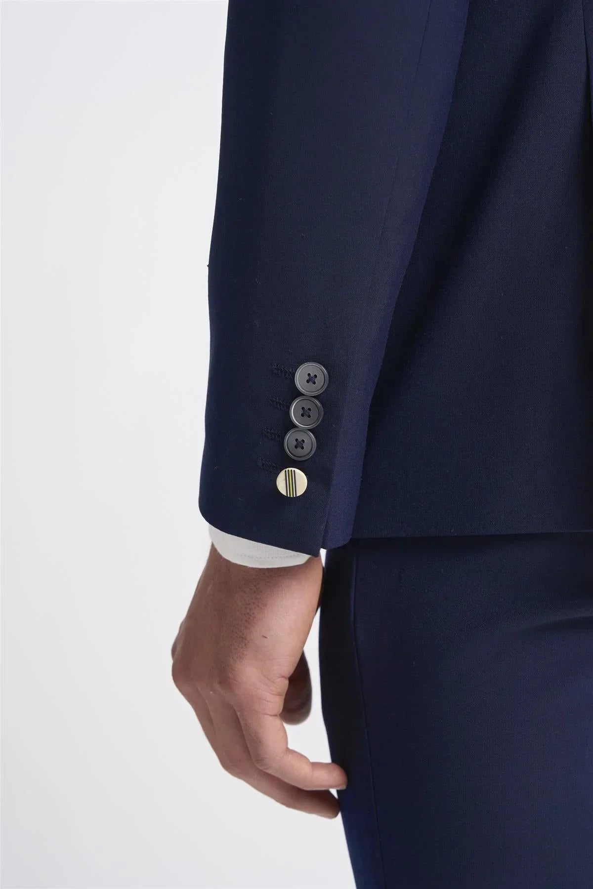 Victorious - Blazer masculino azul-marinho de abotoamento duplo