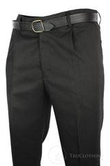 Calça social masculina preta, elegante, para trabalho, escritório e casamento, com cinto, comprimento regular.