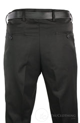 Calça social masculina preta, elegante, para trabalho, escritório e casamento, com cinto, comprimento regular.