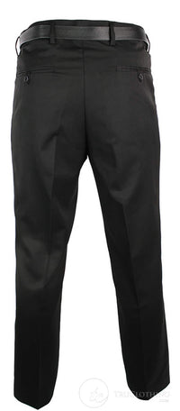 Calça social masculina preta, elegante, para trabalho, escritório e casamento, com cinto, comprimento regular.