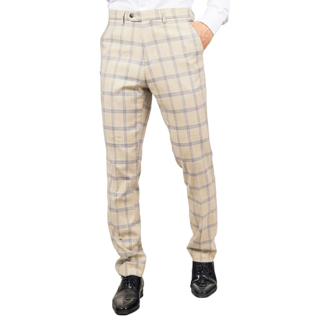 Warwick - Calças xadrez bege para homem