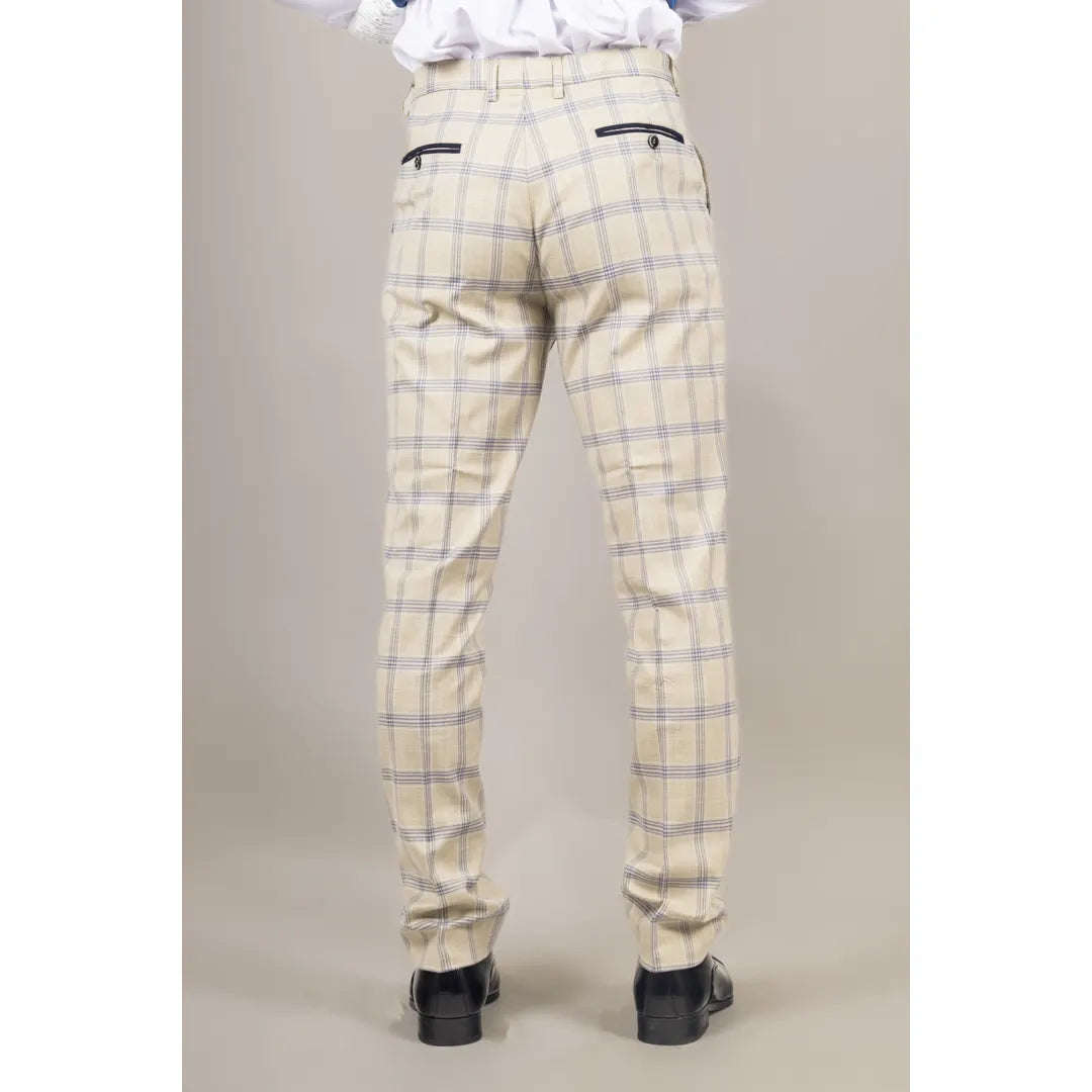 Warwick - Calças xadrez bege para homem