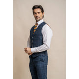 Cody - Colete masculino xadrez azul marinho