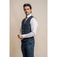 Cody - Colete masculino xadrez azul marinho
