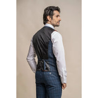 Cody - Colete masculino xadrez azul marinho