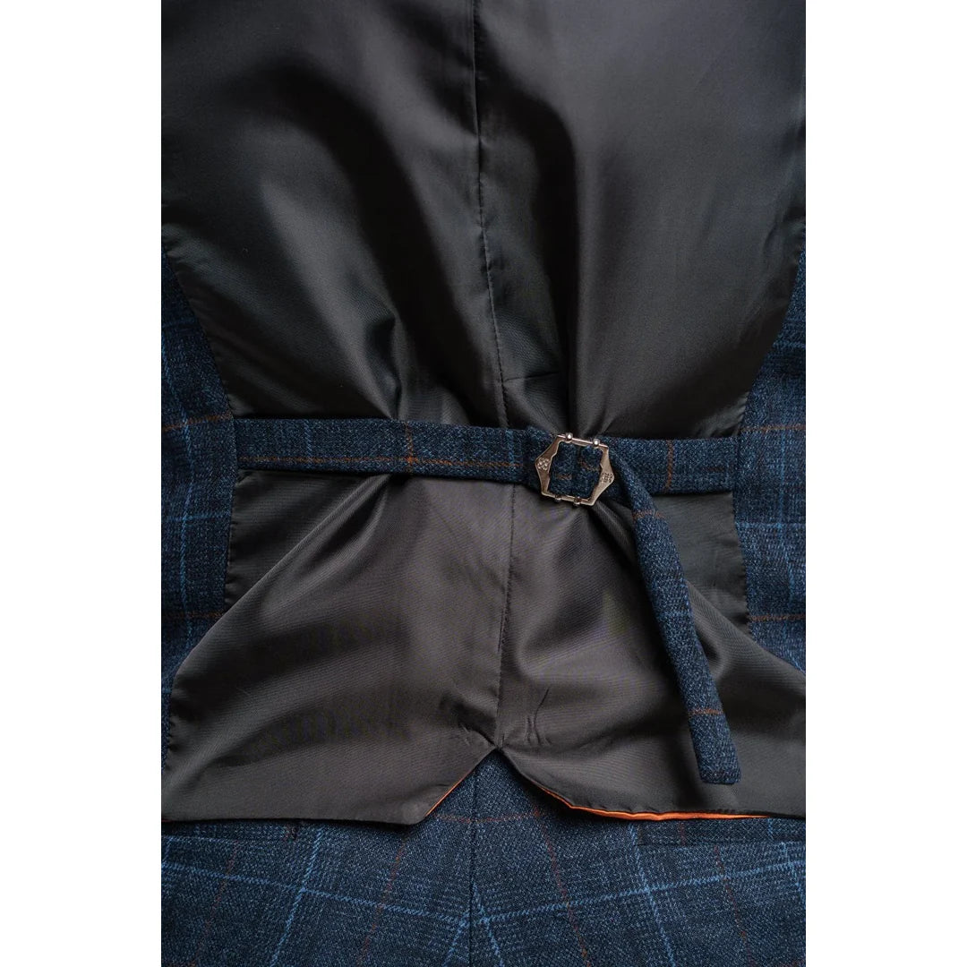Cody - Colete masculino xadrez azul marinho