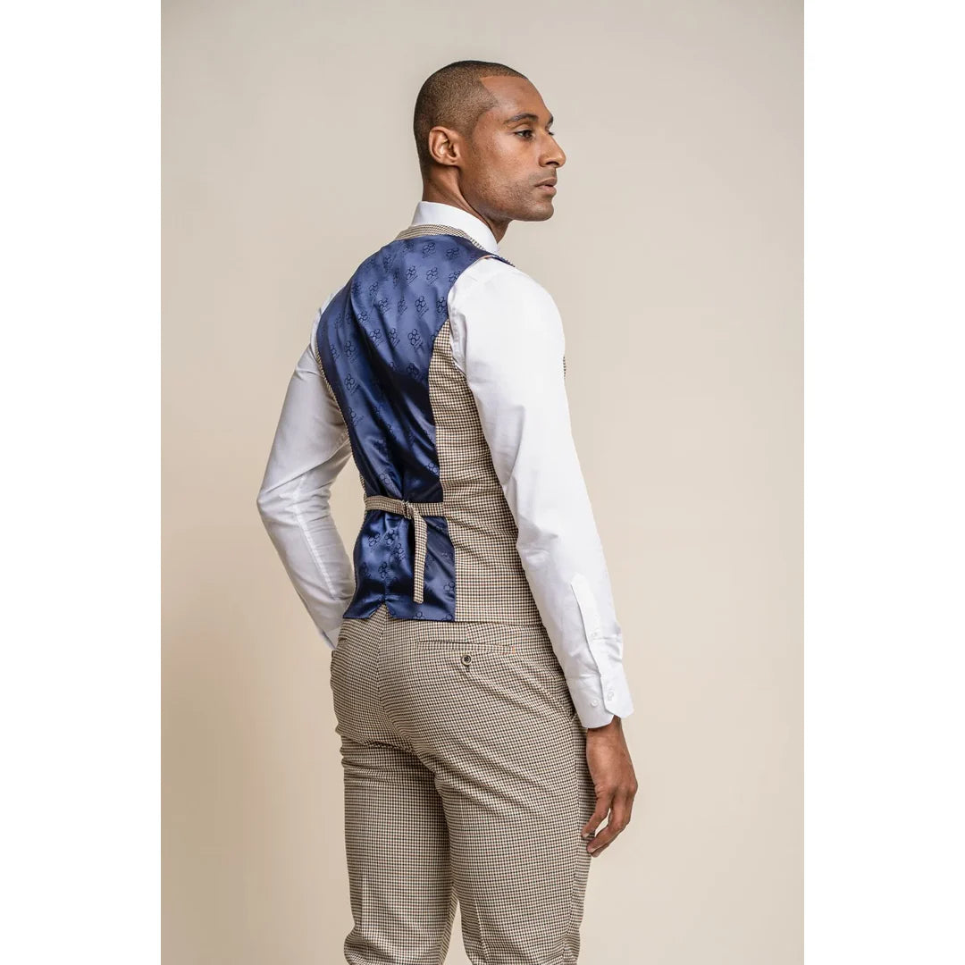 Elwood - Colete masculino bege com estampa pied-de-poule