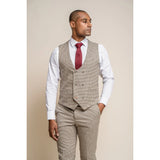 Elwood - Colete masculino bege com estampa pied-de-poule