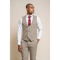 Elwood - Colete masculino bege com estampa pied-de-poule