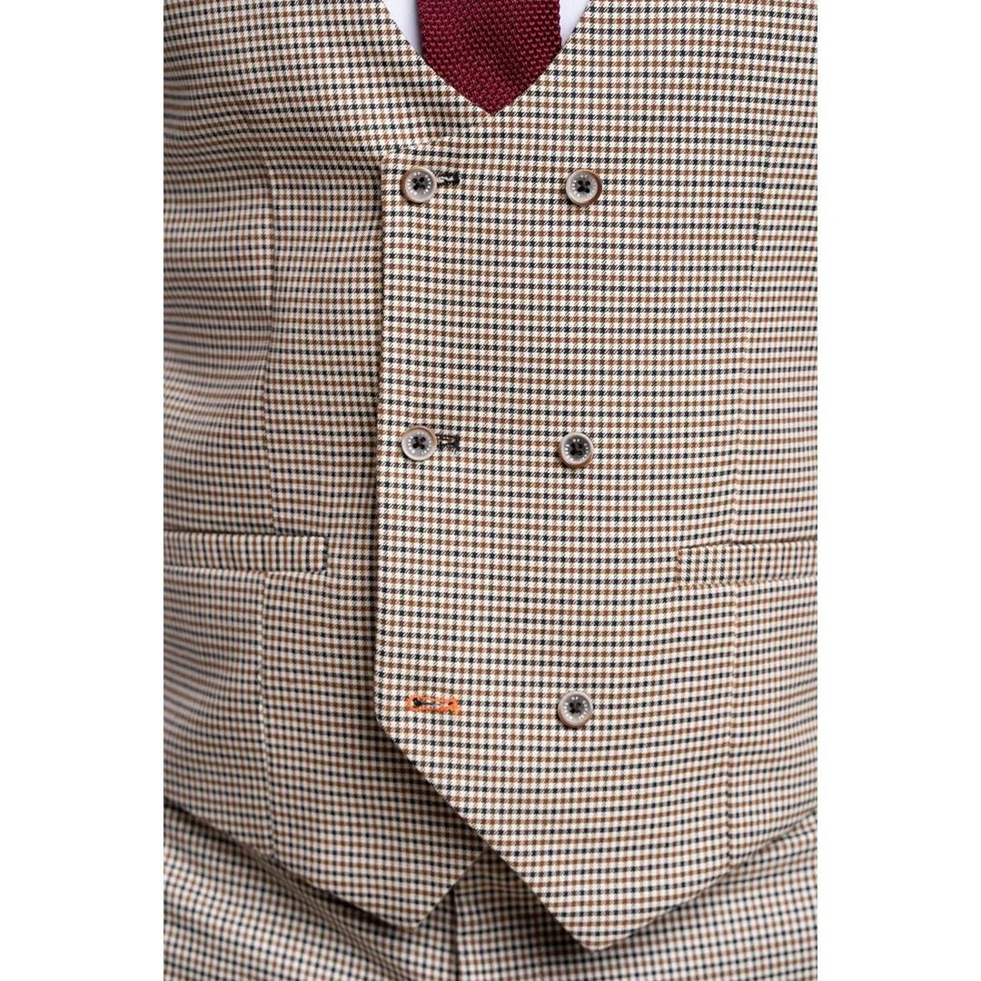 Elwood - Colete masculino bege com estampa pied-de-poule