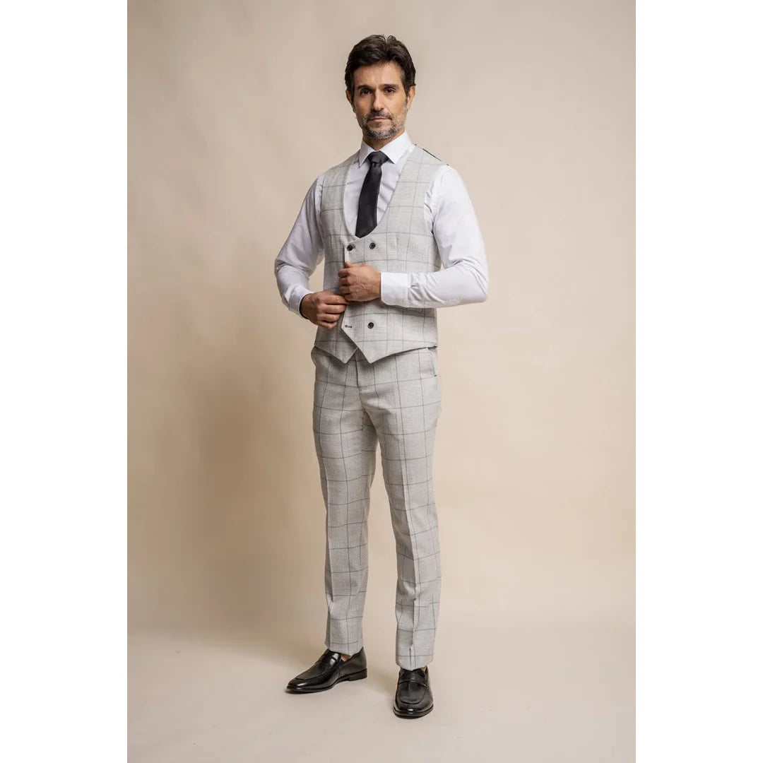 Radika - Colete masculino xadrez cinza claro