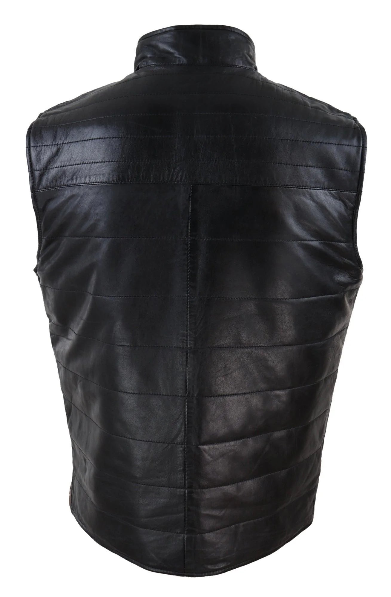 Colete masculino reversível em couro preto e marrom