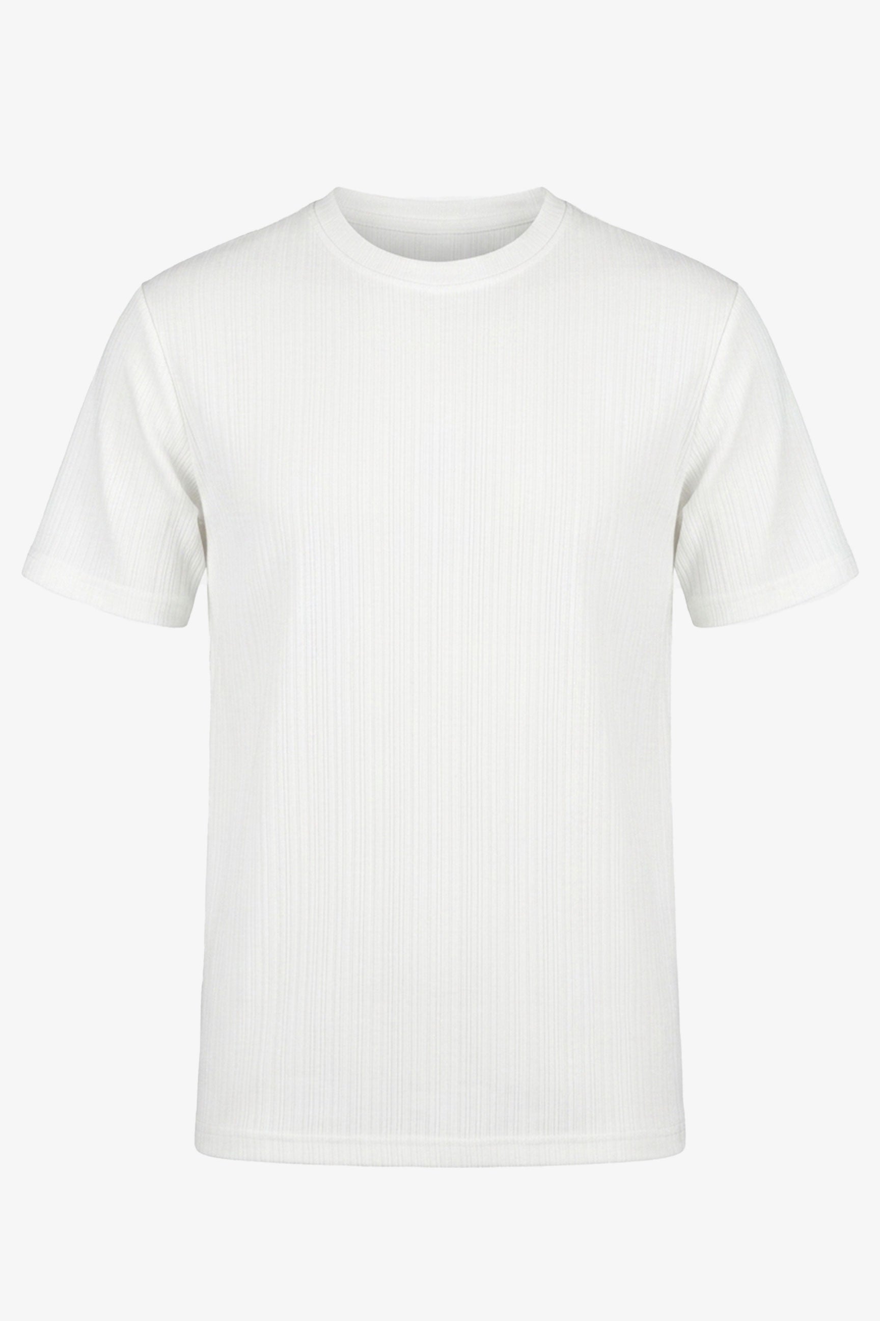 Camiseta clássica canelada branca para homens