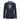 Blazer feminino clássico vintage dos anos 1920 em lã tweed com cotoveleiras, azul.