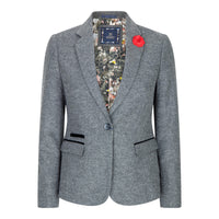 Blazer cinza feminino de corte ajustado