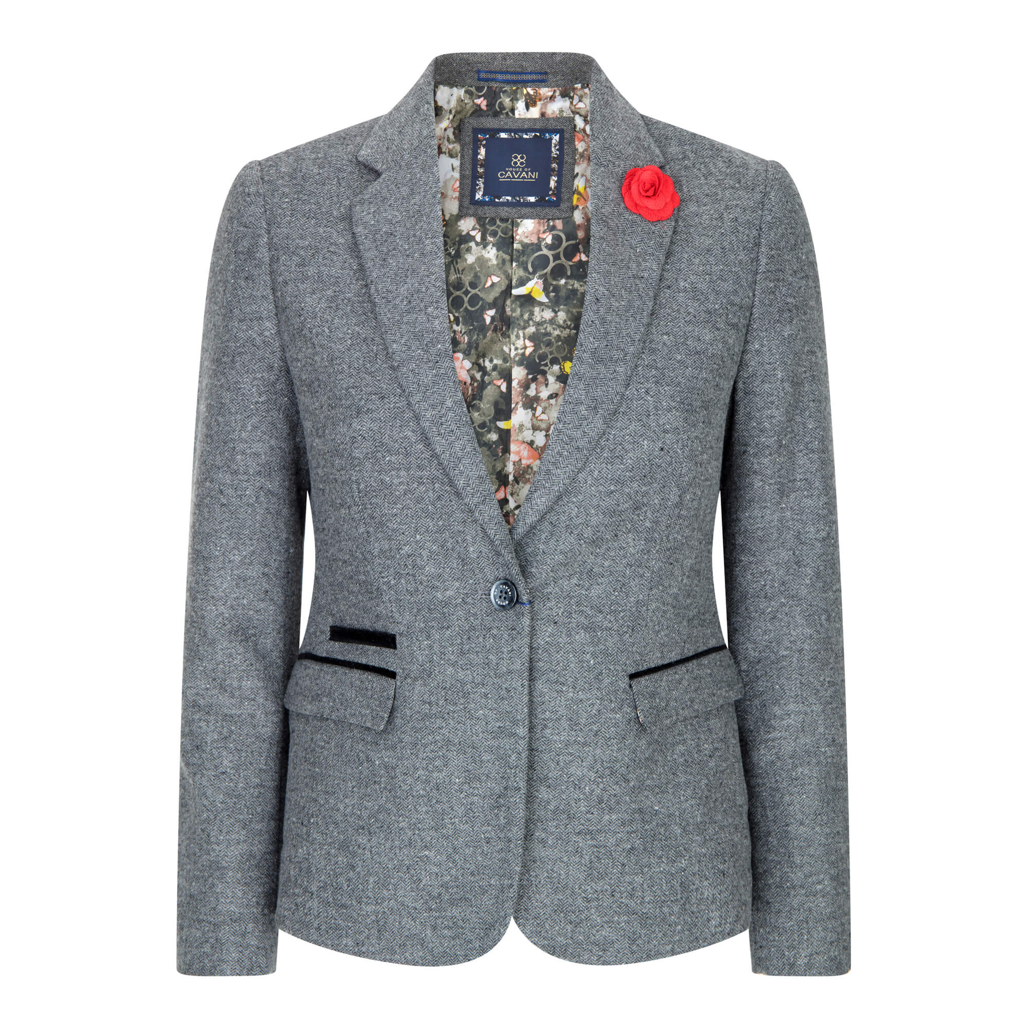 Blazer cinza feminino de corte ajustado