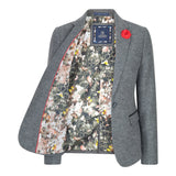 Blazer cinza feminino de corte ajustado