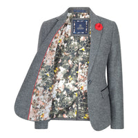 Blazer cinza feminino de corte ajustado