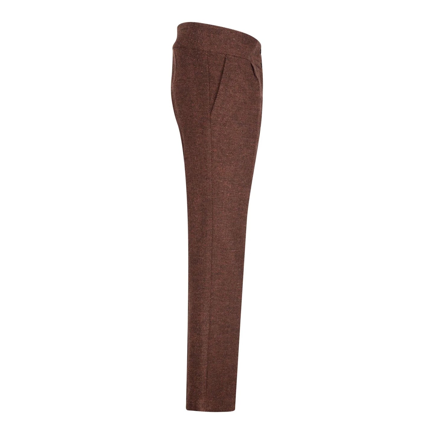 WS-12 - Calças de alfaiataria femininas em tweed espinha de peixe, cor marrom ferrugem