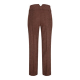 WS-12 - Calças de alfaiataria femininas em tweed espinha de peixe, cor marrom ferrugem