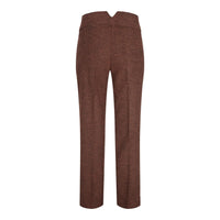 WS-12 - Calças de alfaiataria femininas em tweed espinha de peixe, cor marrom ferrugem