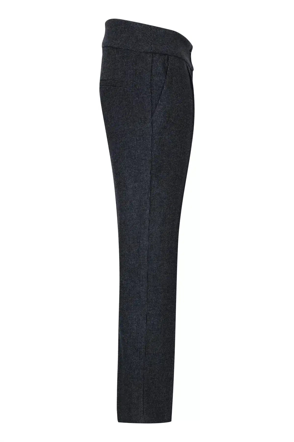 Calças femininas cinza em tweed espinha de peixe, estilo anos 1920, corte sob medida, vintage retrô.