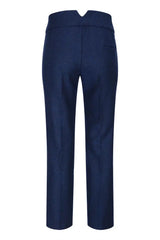 Calça feminina de tweed espinha de peixe azul marinho, estilo vintage clássico dos anos 1920, inspirada em Gatsby Blinders.