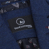 Colete feminino de tweed espinha de peixe azul marinho, estilo vintage clássico dos anos 1920, inspirado em Gatsby Blinders.