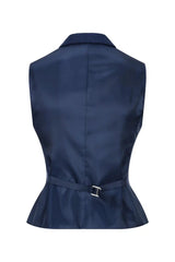 Colete feminino de tweed espinha de peixe azul marinho, estilo vintage clássico dos anos 1920, inspirado em Gatsby Blinders.