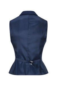 Colete feminino de tweed espinha de peixe azul marinho, estilo vintage clássico dos anos 1920, inspirado em Gatsby Blinders.