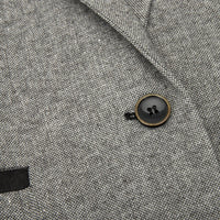 wsn03 - Blazer feminino cinza em tweed com patch Elow, estilo anos 1920