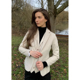 WSN15 - Blazer feminino em tweed de lã creme