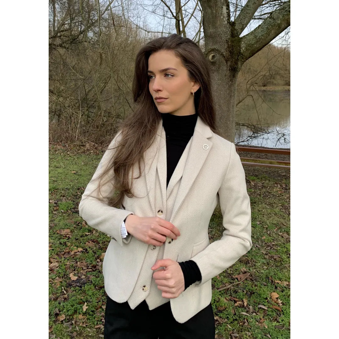 WSN15 - Blazer feminino em tweed de lã creme