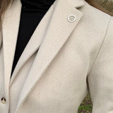 WSN15 - Blazer feminino em tweed de lã creme