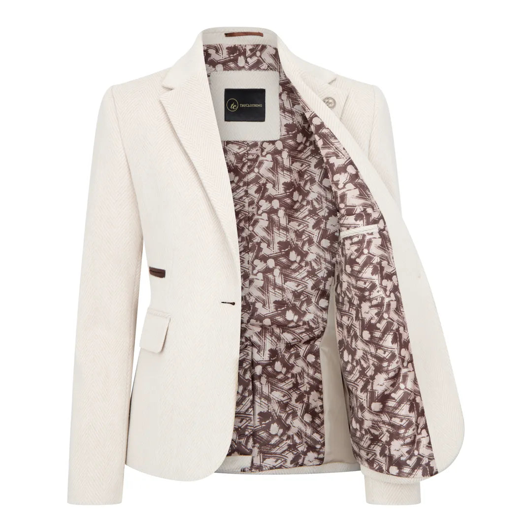 WSN15 - Blazer feminino em tweed de lã creme