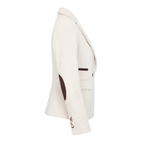 WSN15 - Blazer feminino em tweed de lã creme