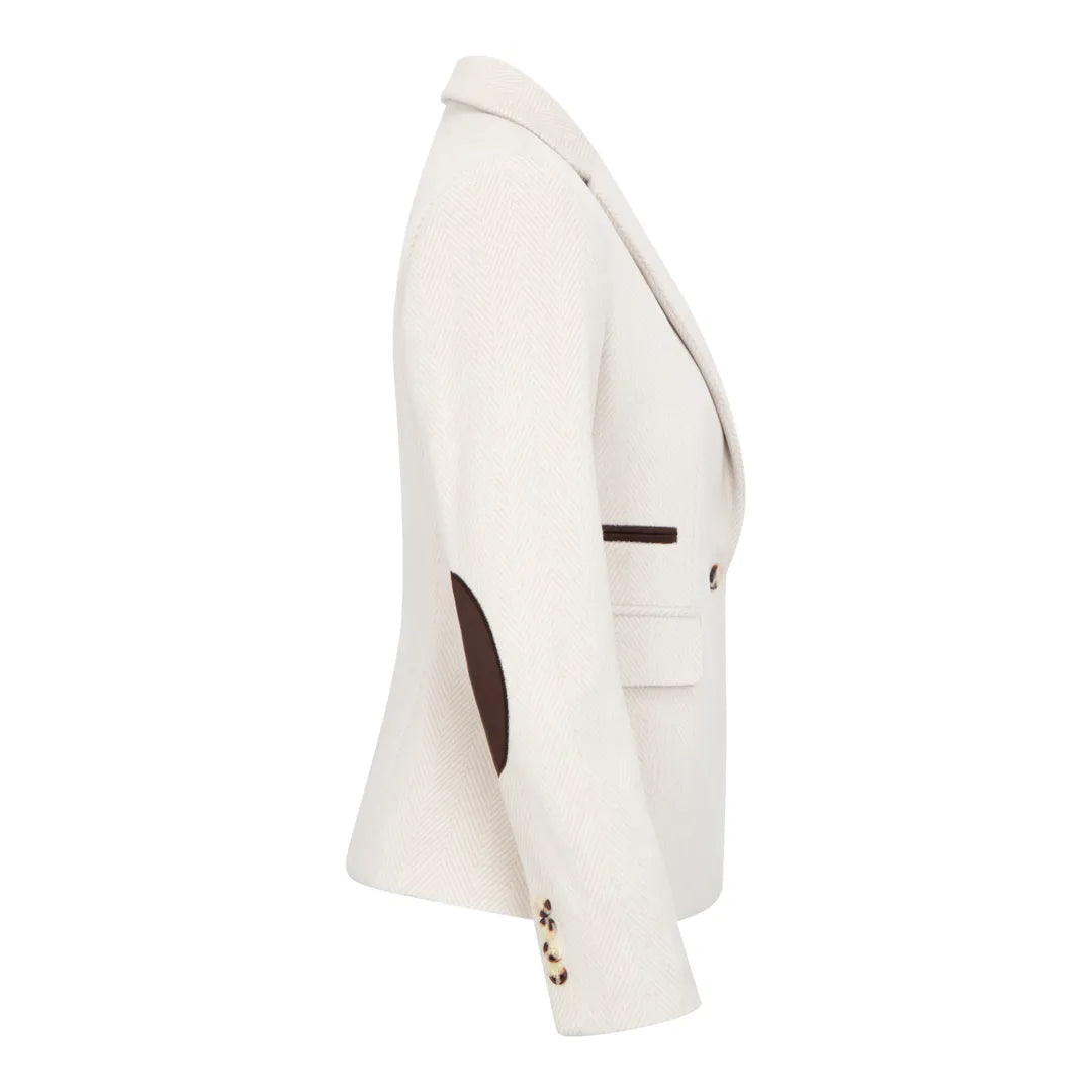 WSN15 - Blazer feminino em tweed de lã creme