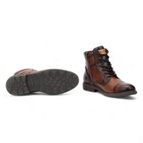 York - Botas de cano curto masculinas em couro marrom Cuero com cadarço