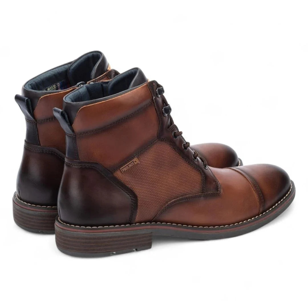 York - Botas de cano curto masculinas em couro marrom Cuero com cadarço
