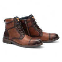 York - Botas de cano curto masculinas em couro marrom Cuero com cadarço